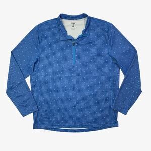 1764 Shirt Mens L Large Astral Blue Half Zip Long Sleeve Arrow Print Mock Neck